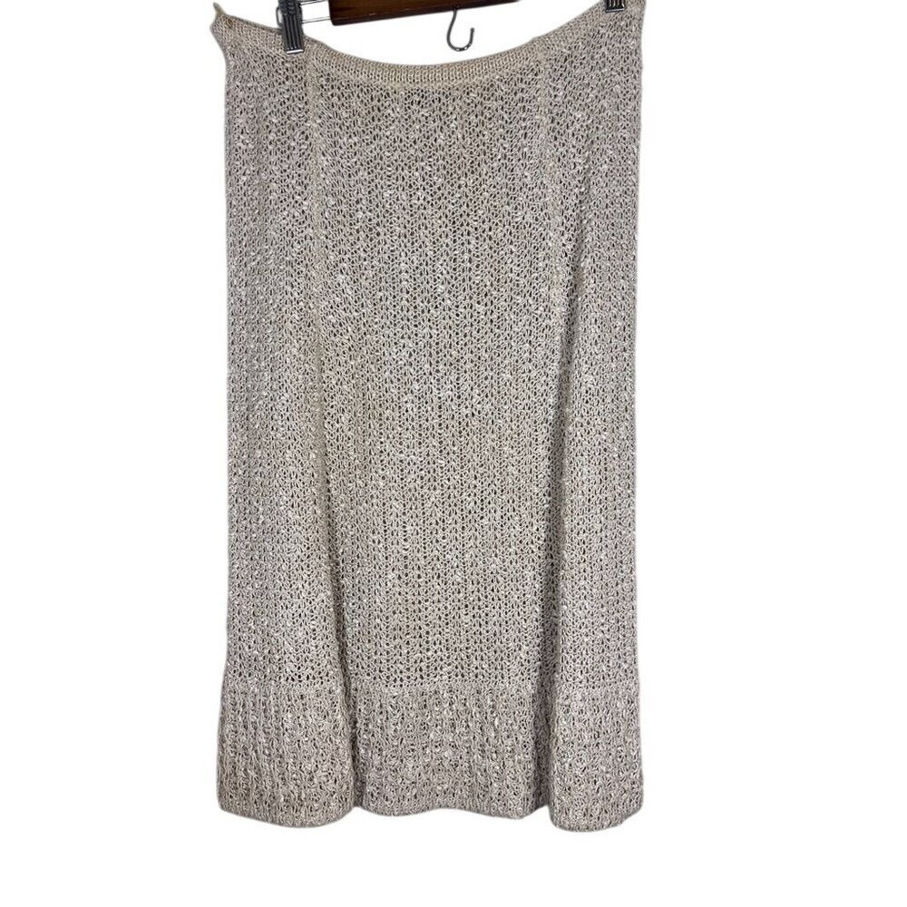 Vintage Pallas Linen Hand Loomed Skirt M Cream Coastal Neutral Boho Retro Indie‎
